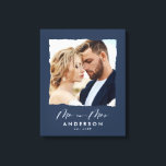 Impressão Em Tela O casamento com fotos modernas personalizou o Sr.<br><div class="desc">As modernas bordas rasgadas marinho foto azul do Sr. e da Sra. Casamento personalizadas,  estabelecidas de presente.</div>