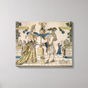 Impressão Em Tela O casamento feliz (woodcut colorido estêncil)