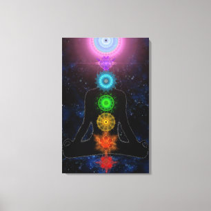 Impressão Em Tela O Chakras - com estrelas e meditação