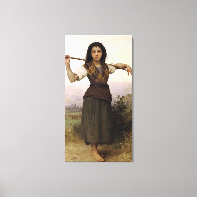 Impressão Em Tela O Clássico 1889 de Bouguereau pintando o Pastor (Frente)