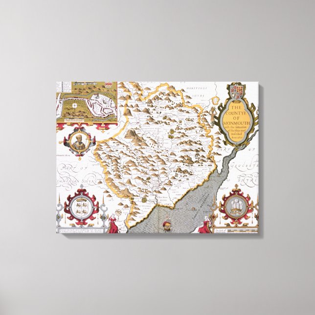 Impressão Em Tela O condado de Monmouth, gravado por Jodocus (Frente)