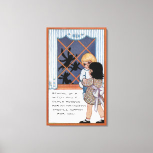 Impressão Em Tela O Dia das Bruxas GreetingSpiders na janela