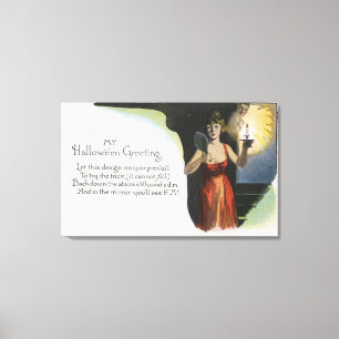 Impressão Em Tela O Dia das Bruxas GreetingWoman com vela