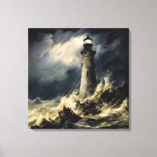 Impressão Em Tela O farol em Storm Fine Art
