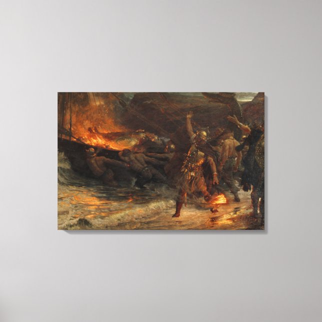 Impressão Em Tela O Funeral de um Viking Frank Dicksee 1893  (Frente)