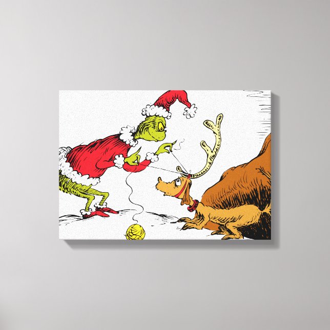 Impressão Em Tela O Grinch Prepara o Max, a Rena (Frente)