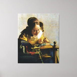 Impressão Em Tela O Lacemaker de Johannes Vermeer (cerca de 1670)