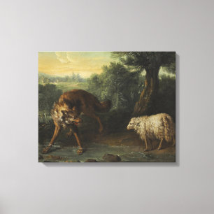 Impressão Em Tela O Lobo e o Cordeiro (por Jean-Baptiste Oudry)