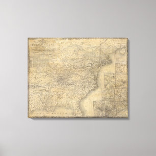 Impressão Em Tela O mapa de Mitchell dos Estados Unidos