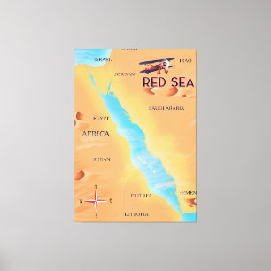 Impressão Em Tela O Mapa de Viagem do Mar Vermelho