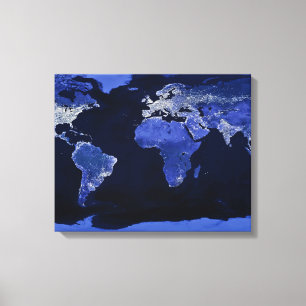 Impressão Em Tela O Mundo à Noite - Mapa, Espaço