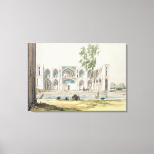 Impressão Em Tela O palácio do Tchar-Saco em Isfahan, Persia, placa