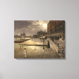 Impressão Em Tela O palácio pelo luar, Veneza do Doge, Italia