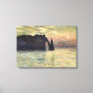 Impressão Em Tela O penhasco Etretat, por do sol por Claude Monet