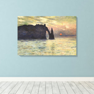 Impressão Em Tela O penhasco Etretat, por do sol por Claude Monet