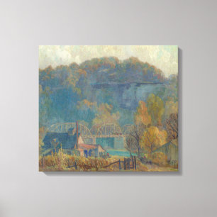 Impressão Em Tela O penhasco na manhã, Ozarks (óleo em canvas)