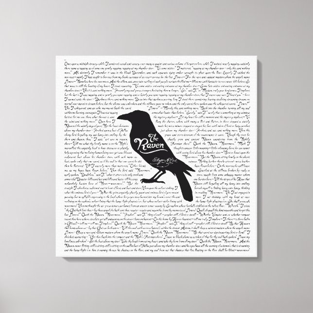 Impressão Em Tela O poema completo de Raven por Edgar Allan Poe 12x1 (Frente)