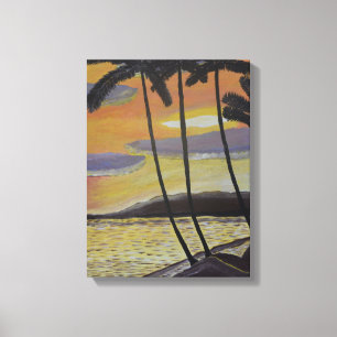 Impressão Em Tela O pôr do sol da arte em tela Cena Tropical