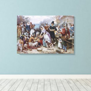 Impressão Em Tela O Primeiro Dia de Ação de Graças por Jean Ferris c