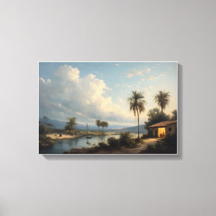 Impressão Em Tela O Refúgio Ribeirinho ao Crepúsculo