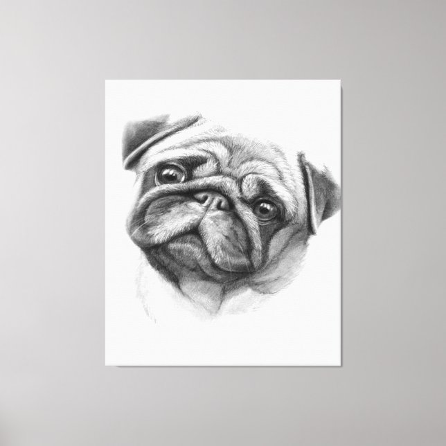 Impressão Em Tela O Retrato Pug | Rosto Cachorro (Frente)