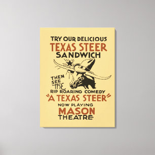 Impressão Em Tela O sanduíche retro e o teatro do boi de Texas joga