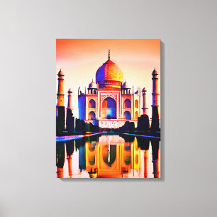 Impressão Em Tela O Taj Mahal contra um céu sunset