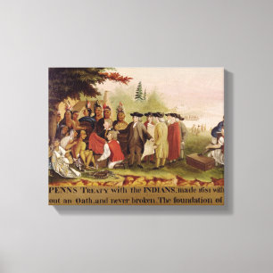 Impressão Em Tela O Tratado de Penn com os indianos em 1682, c.1840