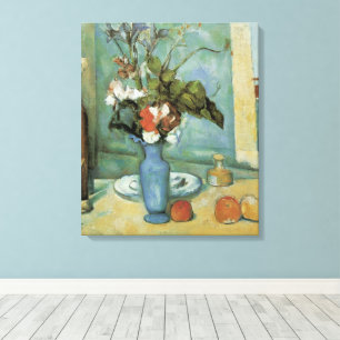 Impressão Em Tela O Vaso Azul (Flores e Frutas) por Paul Cezanne