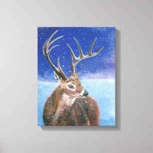 Impressão Em Tela O veado vermelho (Cervus elaphus) e o inverno