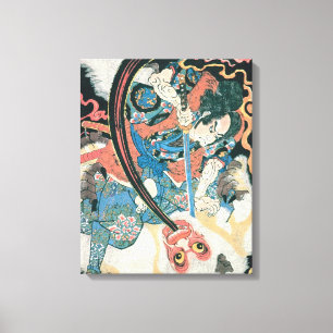 Impressão Em Tela O velho Samurai mata uma pintura de monstro