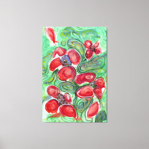 Impressão Em Tela O vermelho floresce a fantasia