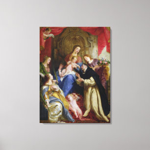 Impressão Em Tela O Virgin que oferece o rosário