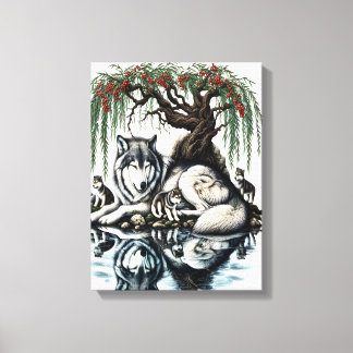 Impressão Em Tela Oásis da Família Serene Wolf em Natureza Idílica 1