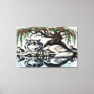 Impressão Em Tela Oásis da Família Serene Wolf em Natureza Idílica 3