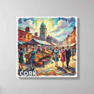 Impressão Em Tela Obra de Arte em Tela da Rua do Mercado de Cortiça 
