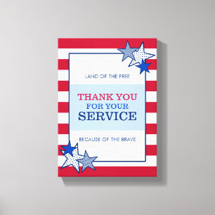 Impressão Em Tela Obrigado Estrelas Stripes Serviço Veterano Patri