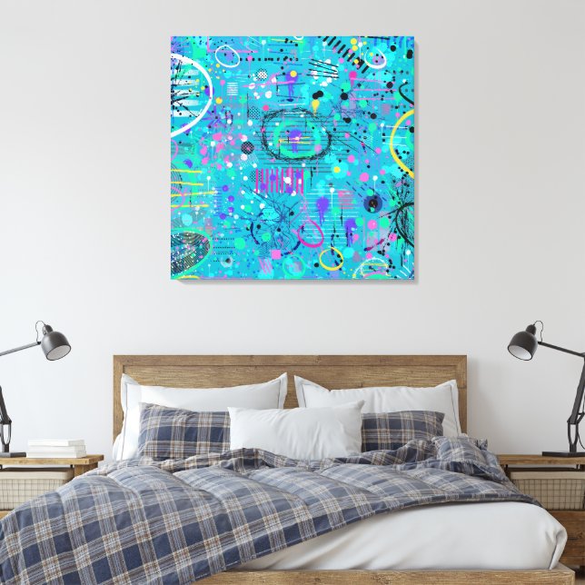 Impressão Em Tela Ocean Bubbles: Maximalist Art (Insitu(Quarto))
