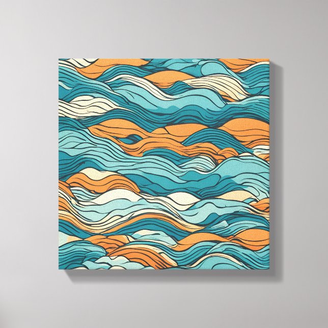 Impressão Em Tela Ocean Currents: Stylized Wave Pattern (Frente)