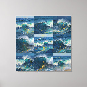 Impressão Em Tela Oceano Abstrato Moderno - Tela Costeira em Verde A