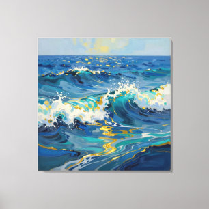 Impressão Em Tela Oceano Abstrato Moderno - Tela Costeira Teal - Art