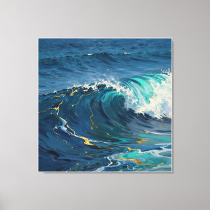 Impressão Em Tela Oceano Abstrato Moderno - Tela Costeira Turquesa -