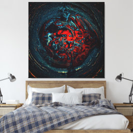 Impressão Em Tela Oceano Inferno - Brilho Vermelho
