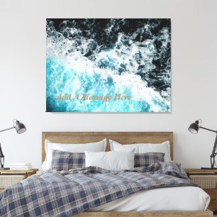 Impressão Em Tela Oceano Negro Azul Onda O Havaí Personalizável