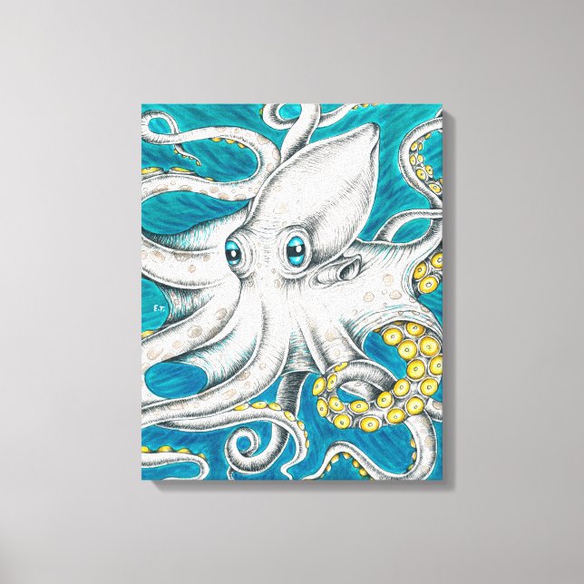 Impressão Em Tela Octopus Tentagres Tinta verde (Frente)