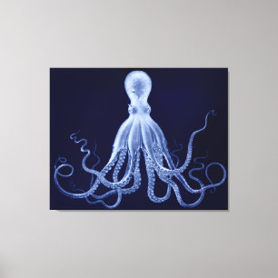 Impressão Em Tela Octopus Triptych de Tamanho Superior em Azul