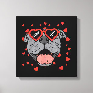 Impressão Em Tela Óculos Cardíacos Com Face Pitbull Dia de os namora