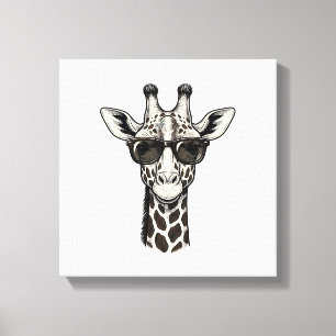 Impressão Em Tela Óculos de Sol de Girafa Legal Camisa de Gravura Vi