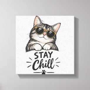 Impressão Em Tela Óculos de Sol Stay Chill Cat – Design de Amante de