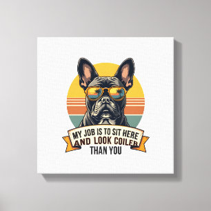 Impressão Em Tela Óculos de Sol Vintage Bulldog Francês Meu Trabalho
